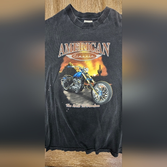Vintage Motorcycle " American Classic " - " The Road To Freedom " Biker T-Shirt - Picture 3 of 7